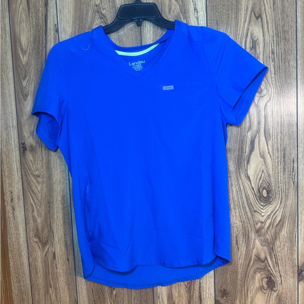 Landau Women's Short Sleeve Scrub Top in Bright Blue